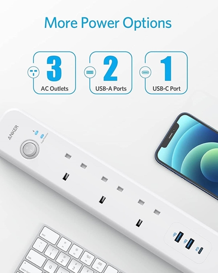 Picture of Anker PowerExtend 6-in-1 USB-C PowerStrip (White)
